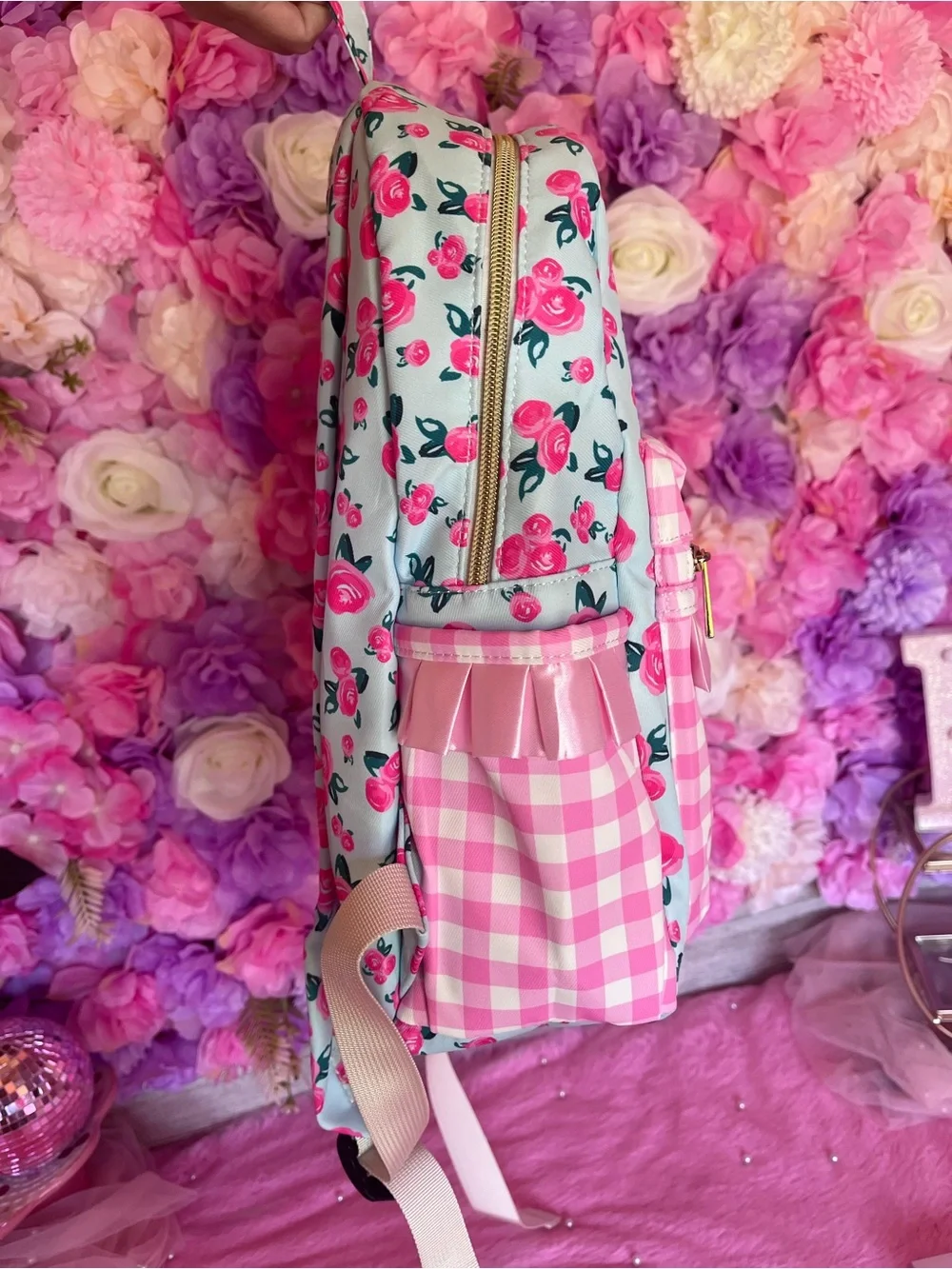 Kids Floral & Gingham Pink Backpack